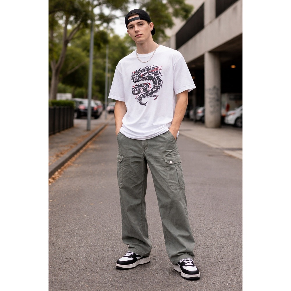 Vintage Y2K Zonz‎ Skate Pants Men 38 Wide Leg Army Green Baggy Canvas Cargo 90s